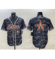 Men Houston Astros Blank Gray Camo With Patch Cool Base Stitched Baseball Jersey 9