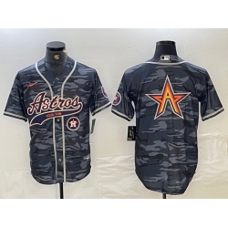 Men Houston Astros Blank Gray Camo With Patch Cool Base Stitched Baseball Jersey 9
