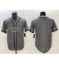 Men Houston Astros Blank Grey With Patch Cool Base Stitched Baseball Jersey