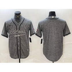 Men Houston Astros Blank Grey With Patch Cool Base Stitched Baseball Jersey