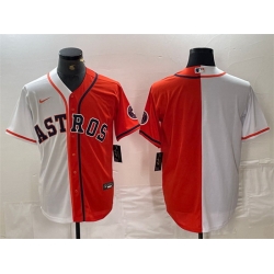 Men Houston Astros Blank White Orange Split With Patch Cool Base Stitched Baseball Jerseys