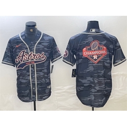 Men Houston Astros Gray Camo Team Big Logo With Patch Cool Base Stitched Baseball Jersey 5