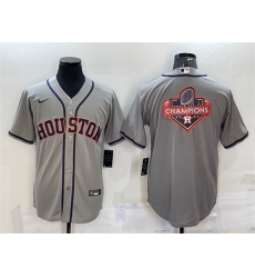 Men Houston Astros Grey 2022 World Series Champions Team Big Logo Cool Base Stitched Jersey