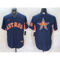 Men Houston Astros Grey Team Big Logo With Patch Cool Base Stitched Baseball Jersey