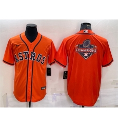 Men Houston Astros Orange 2022 World Series Champions Team Big Logo Cool Base Stitched Jersey