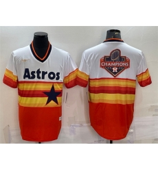 Men Houston Astros Orange White 2022 World Series Champions Team Big Logo Cool Base Stitched Jersey