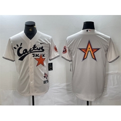 Men Houston Astros Team Big Logo Cream Cactus Jack Vapor Premier Limited Stitched Baseball Jersey 2