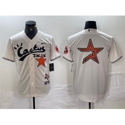 Men Houston Astros Team Big Logo Cream Cactus Jack Vapor Premier Limited Stitched Baseball Jersey 3