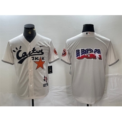 Men Houston Astros Team Big Logo Cream Cactus Jack Vapor Premier Limited Stitched Baseball Jersey