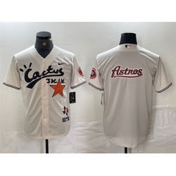 Men Houston Astros Team Big Logo Cream Cactus Jack Vapor Premier Limited Stitched Baseball Jerseys 1