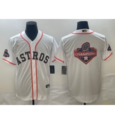 Men Houston Astros White 2023 Gold Collection With World Serise Champions Patch Team Big Logo Cool Base Stitched Baseball Jersey