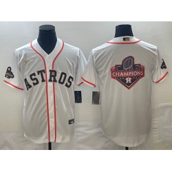 Men Houston Astros White 2023 Gold Collection With World Serise Champions Patch Team Big Logo Cool Base Stitched Baseball Jersey