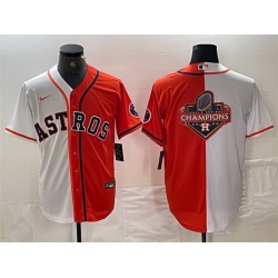 Men Houston Astros White Orange Split Team Big Logo With Patch Cool Base Stitched Baseball Jerseys