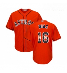 Mens Houston Astros 16 Aledmys Diaz Authentic Orange Team Logo Fashion Cool Base Baseball Jersey 
