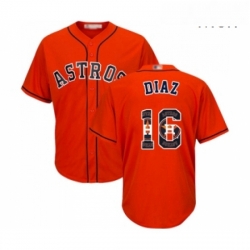 Mens Houston Astros 16 Aledmys Diaz Authentic Orange Team Logo Fashion Cool Base Baseball Jersey 