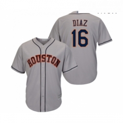 Mens Houston Astros 16 Aledmys Diaz Replica Grey Road Cool Base Baseball Jersey 