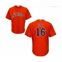 Mens Houston Astros 16 Aledmys Diaz Replica Orange Alternate Cool Base Baseball Jersey 