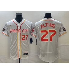 Men's Houston Astros #27 Jose Altuve Number White 2023 City Connect Flex Base Stitched Jersey1