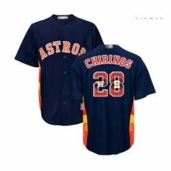 Mens Houston Astros 28 Robinson Chirinos Authentic Navy Blue Team Logo Fashion Cool Base Baseball Jersey 