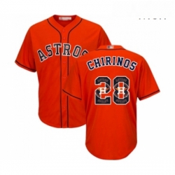 Mens Houston Astros 28 Robinson Chirinos Authentic Orange Team Logo Fashion Cool Base Baseball Jersey 