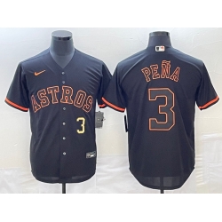 Men's Houston Astros #3 Jeremy Pena Number Lights Out Black Fashion Stitched MLB Cool Base Nike Jersey