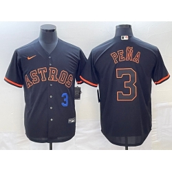Men's Houston Astros #3 Jeremy Pena Number Lights Out Black Fashion Stitched MLB Cool Base Nike Jersey1
