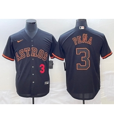 Men's Houston Astros #3 Jeremy Pena Number Lights Out Black Fashion Stitched MLB Cool Base Nike Jersey2