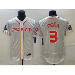 Men's Houston Astros #3 Jeremy Pena Number White 2023 City Connect Flex Base Stitched Jersey3