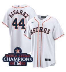 Men's Houston Astros #44 Yordan Alvarez White 2022 World Series Champions Home Stitched Baseball Jersey