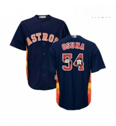 Mens Houston Astros 54 Roberto Osuna Authentic Navy Blue Team Logo Fashion Cool Base Baseball Jersey 