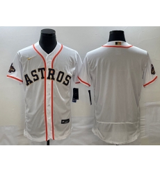 Men's Houston Astros Blank 2023 White Gold World Serise Champions Patch Flex Base Stitched Jersey