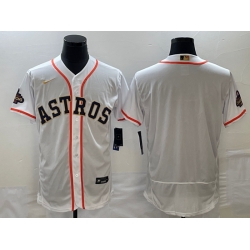 Men's Houston Astros Blank 2023 White Gold World Serise Champions Patch Flex Base Stitched Jersey