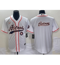 Men's Houston Astros White Team Big Logo Cool Base Stitched Baseball Jersey3