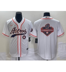 Men's Houston Astros White Team Big Logo Cool Base Stitched Baseball Jersey4