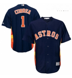 Mens Majestic Houston Astros 1 Carlos Correa Replica Navy Blue Alternate Cool Base MLB Jersey