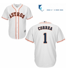 Mens Majestic Houston Astros 1 Carlos Correa Replica White Home Cool Base MLB Jersey