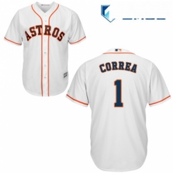 Mens Majestic Houston Astros 1 Carlos Correa Replica White Home Cool Base MLB Jersey
