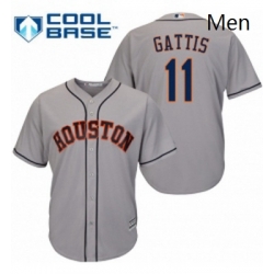 Mens Majestic Houston Astros 11 Evan Gattis Replica Grey Road Cool Base MLB Jersey