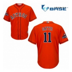 Mens Majestic Houston Astros 11 Evan Gattis Replica Orange Alternate 2017 World Series Champions Cool Base MLB Jersey