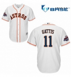 Mens Majestic Houston Astros 11 Evan Gattis Replica White Home 2017 World Series Champions Cool Base MLB Jersey