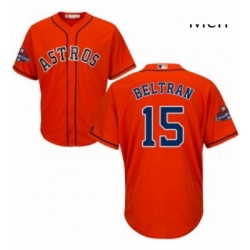 Mens Majestic Houston Astros 15 Carlos Beltran Replica Orange Alternate 2017 World Series Champions Cool Base MLB Jersey