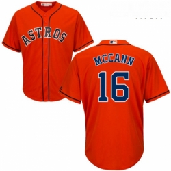 Mens Majestic Houston Astros 16 Brian McCann Replica Orange Alternate Cool Base MLB Jersey