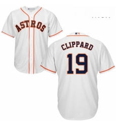 Mens Majestic Houston Astros 19 Tyler Clippard Replica White Home Cool Base MLB Jersey 