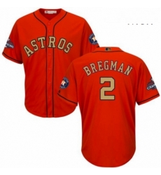 Mens Majestic Houston Astros 2 Alex Bregman Replica Orange Alternate 2018 Gold Program Cool Base MLB Jersey