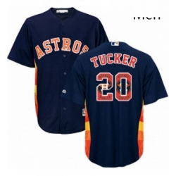 Mens Majestic Houston Astros 20 Preston Tucker Authentic Navy Blue Team Logo Fashion Cool Base MLB Jersey