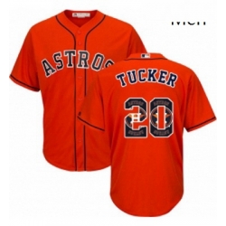 Mens Majestic Houston Astros 20 Preston Tucker Authentic Orange Team Logo Fashion Cool Base MLB Jersey