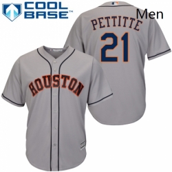 Mens Majestic Houston Astros 21 Andy Pettitte Replica Grey Road Cool Base MLB Jersey