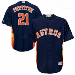 Mens Majestic Houston Astros 21 Andy Pettitte Replica Navy Blue Alternate Cool Base MLB Jersey