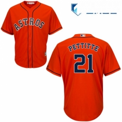 Mens Majestic Houston Astros 21 Andy Pettitte Replica Orange Alternate Cool Base MLB Jersey
