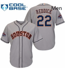 Mens Majestic Houston Astros 22 Josh Reddick Replica Grey Road 2017 World Series Champions Cool Base MLB Jersey